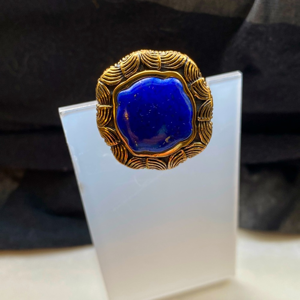 Barse Lapis Lazuli & Brass Ring SZ 11.5